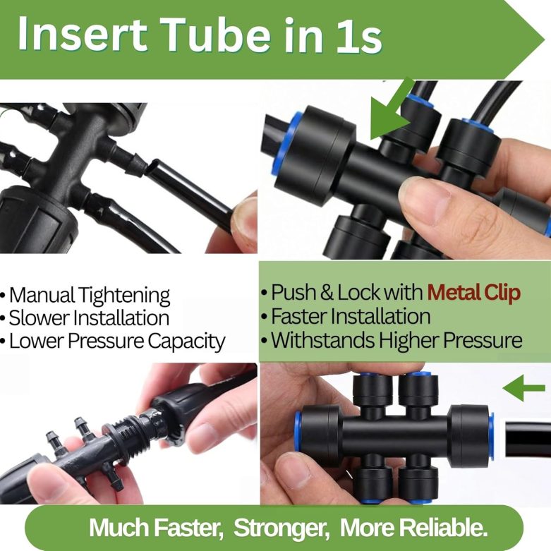 240FT Drip Irrigation System for Garden: 1/2" Quick Connect PE Tubing ...