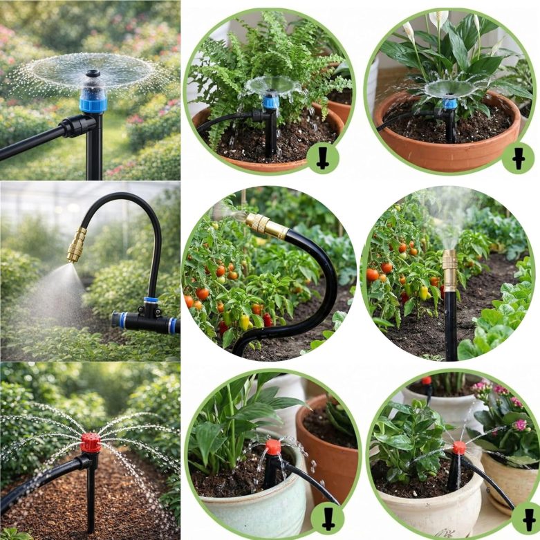 240FT Drip Irrigation System for Garden: 1/2" Quick Connect PE Tubing ...