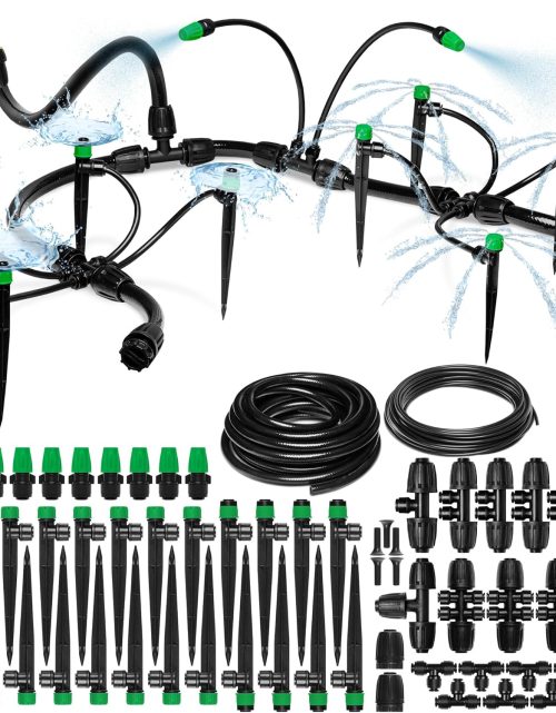 CARPATHEN Drip Irrigation System - Adjustable Quick Connect Irrigation System for Gardens up to 131ft, Raised Beds - Complete Garden Watering System - 1/4 Emitters, 1/2" and 1/4" Tubing and Connectors