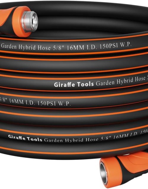 Giraffe Tools Garden Hose 5/8", Water Hose Heavy Duty, Flexible, Lightweight Hybrid Hose with Swivel Handle, 100ft Male to Female Fittings, Burst 600 PSI